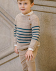 Chunky knit sweater with navy-style stripes