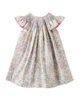 Smocked floral dress with Flutter sleeves