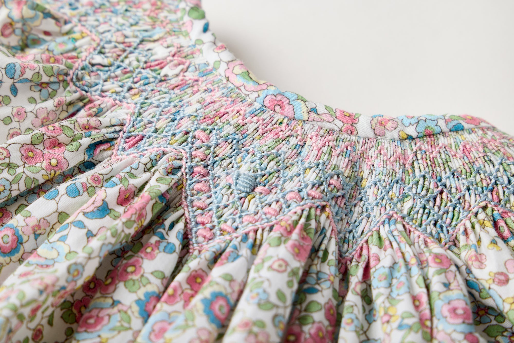 Smocked floral dress with Flutter sleeves