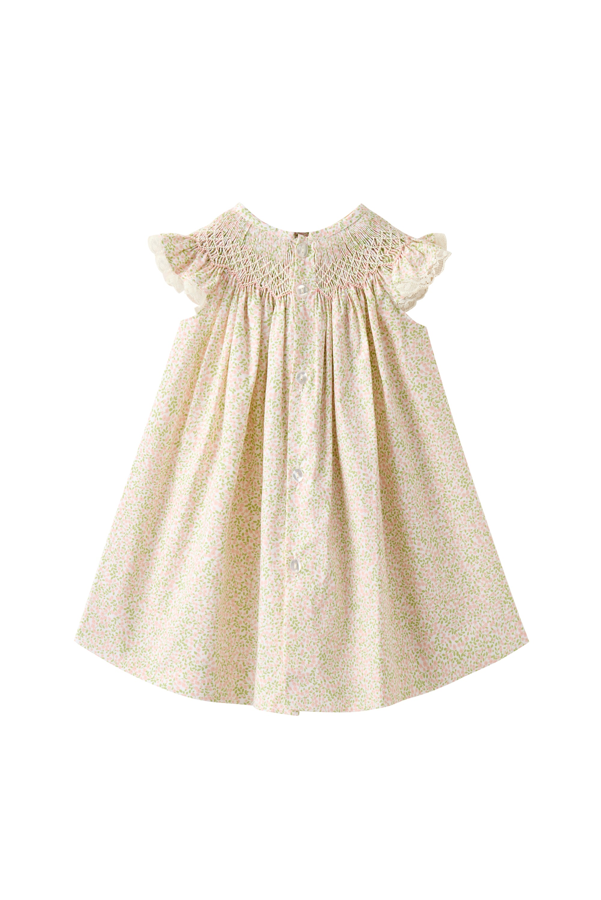 Liberty-inspired floral print in soft pastels smocked dress