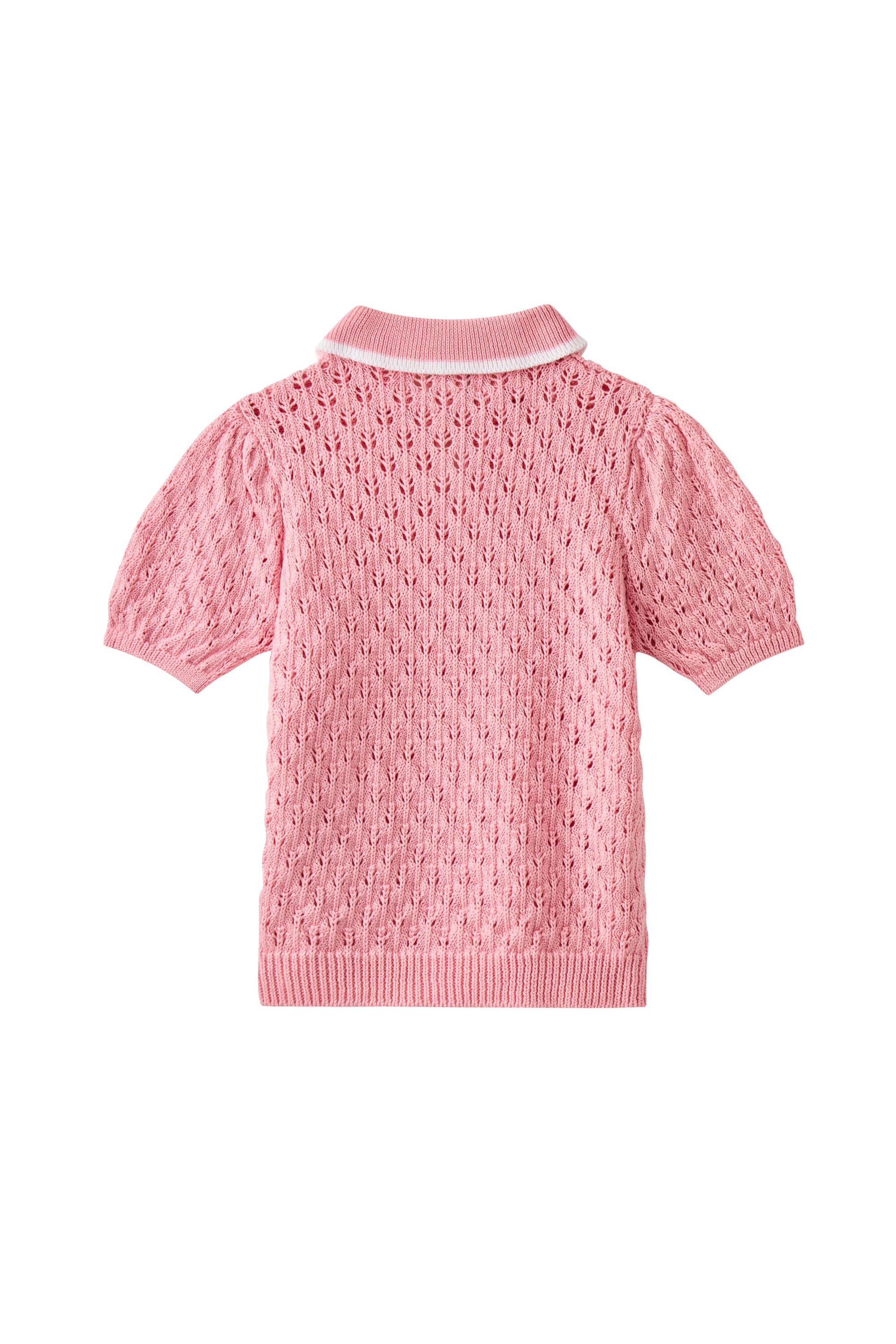 Pink knit polo sweater for girls