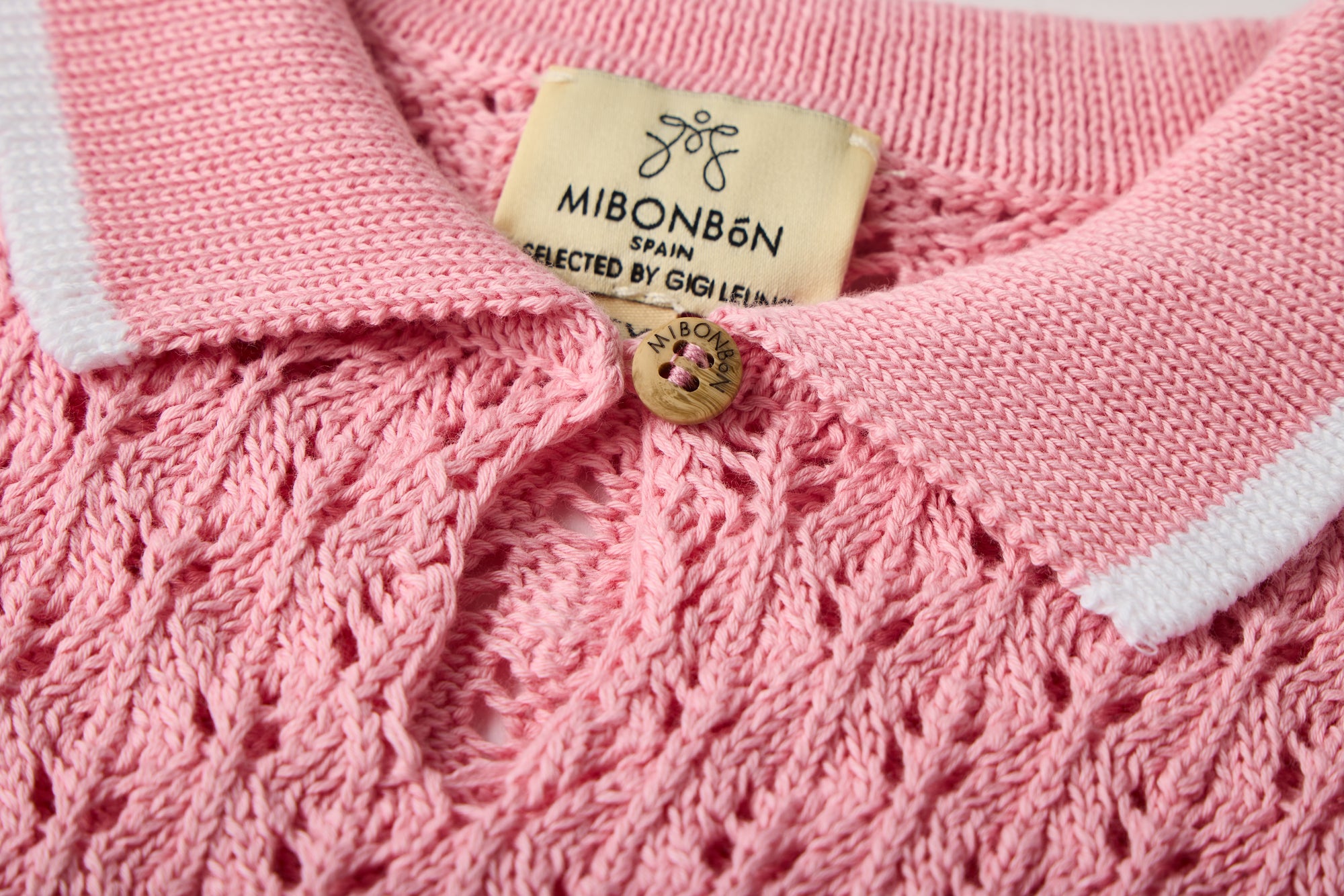 Pink knit polo sweater for girls