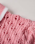 Pink knit polo sweater for girls