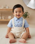 Cream Cross-Back Suspender Shorts