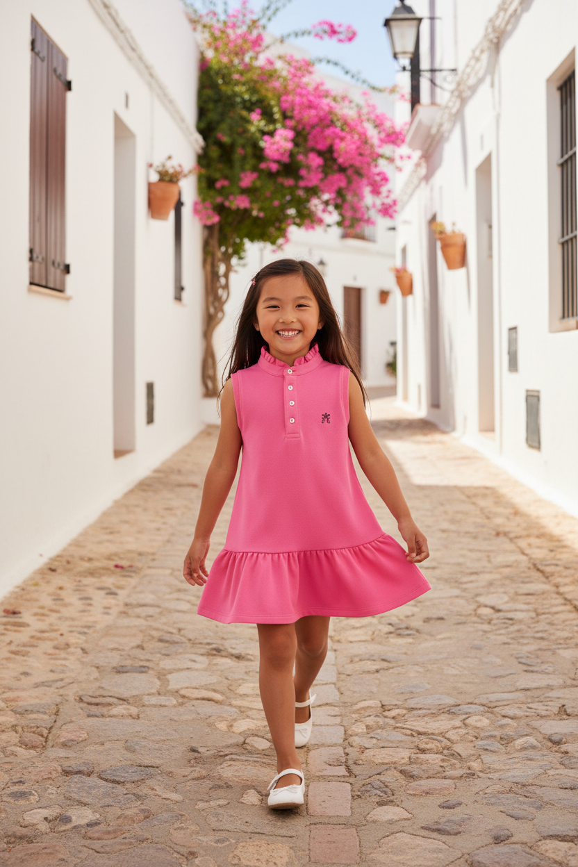 Asian Girl in Pink Polo Dress - Ibiza Streets