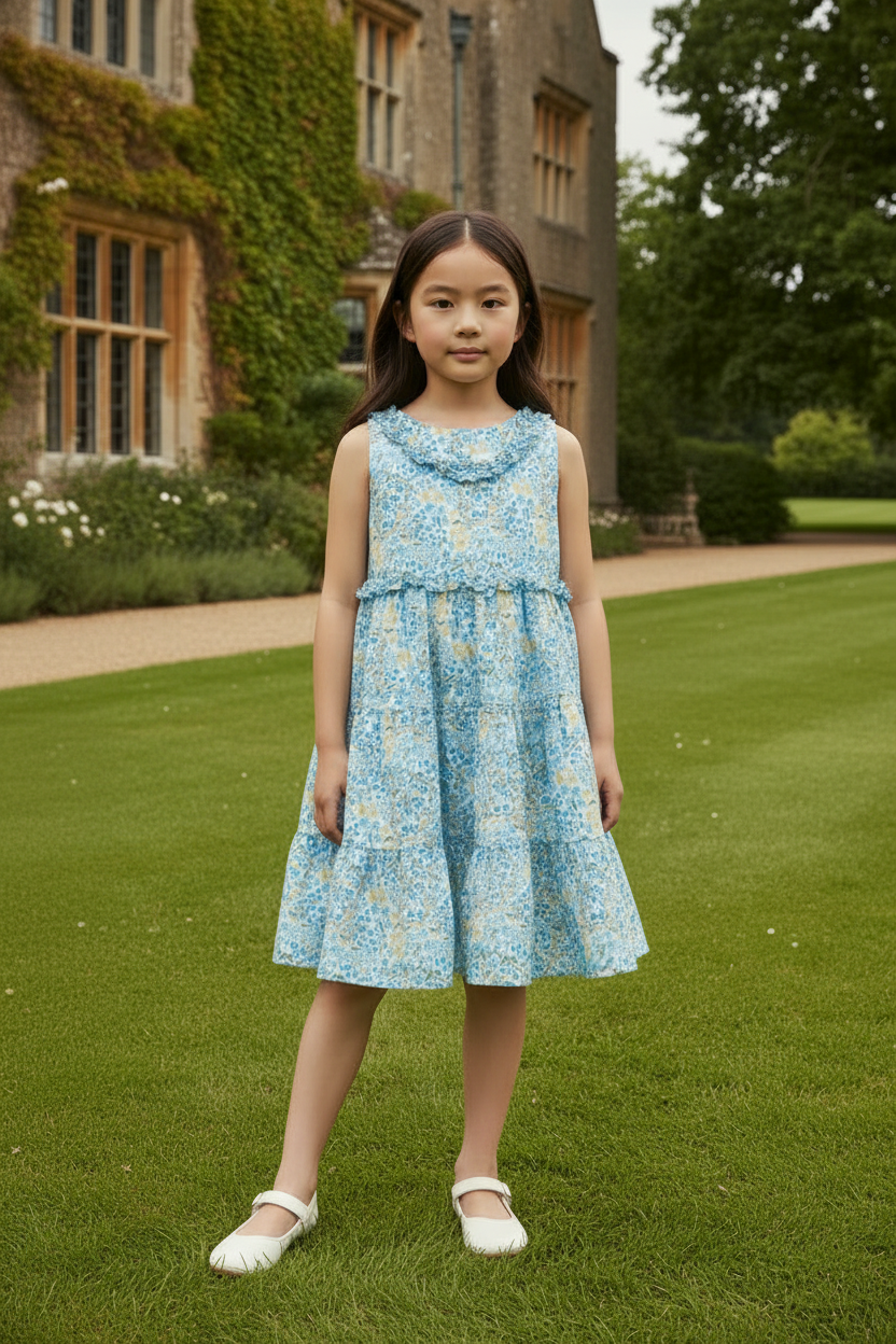 Blue Floral Dress Burberry Kids Style
