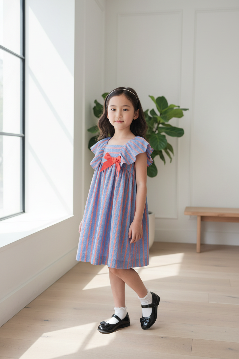 Blue Red Striped Dress Commercial Photo
