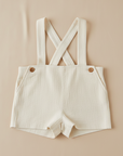 Cream Cross-Back Suspender Shorts