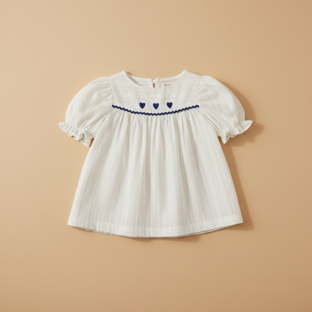 Heart Blouse Product Photo Warm Beige