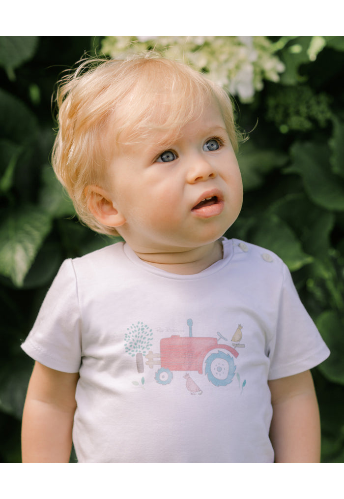 Short-sleeve t-shirt for boys with tractor print