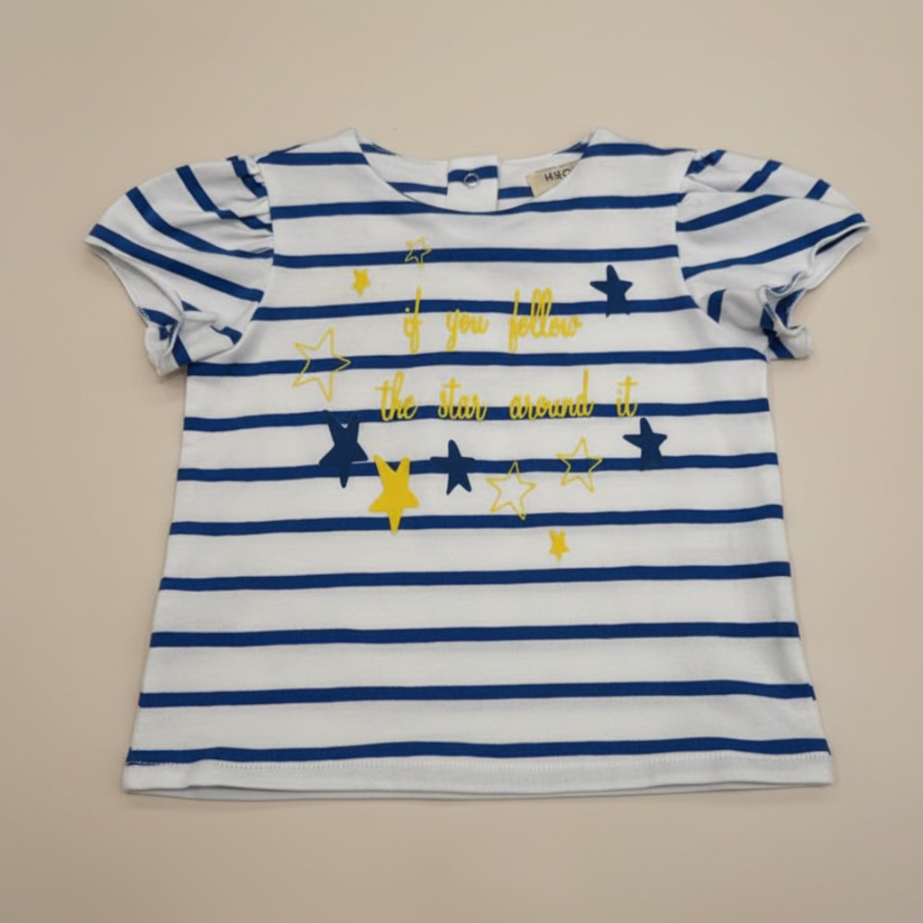 Striped Star T-Shirt on Beige Background