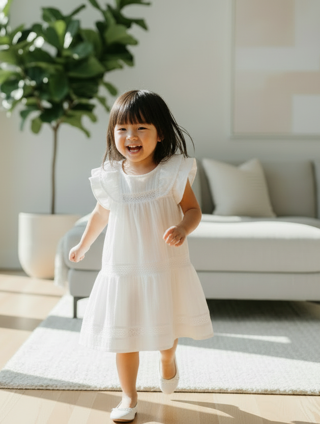 White Lace Dress - 8 Year Old with Flat Shoes