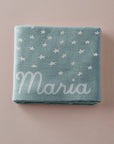 Star-print Knitted Baby Blanket in Green