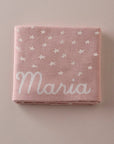 Star-print Knitted Baby Blanket in Blush Pink